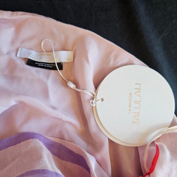 La Maison Talulah One Shoulder Mini Dress Size XL NWT Stripes Linen Blend - Picture 4 of 10